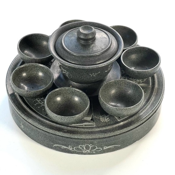 Marble carved tea set- tea ceremony - Picture 2 of 5